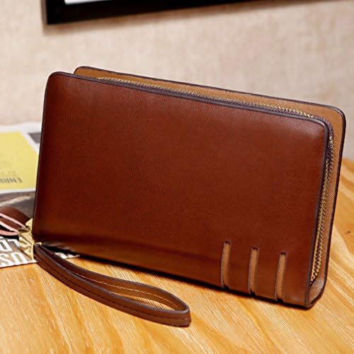 Q Billetera Men Hand Bag Long Wallet Hand Bag Holding Multi-Functional Business Clutch Bag Leisure Package,Brown