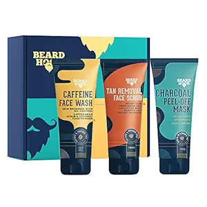 Beardhood De Tan Facial Skin Care Kit For Men | De Tan Scrub, Peel Off Mask, Coffee Face Wash | For Skin Detox, Blackheads, D Tan & Oil Control | Zero Toxin