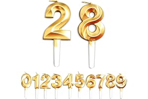 WLHGH Geburtstag Zahl Kerzen, 2/8/28/82 JJubiläumstorten Dekoration, Gold Nummer Geburtstagskuchen kerzen, Kuchen Dekoration für Geburtstag Party Hochzeit Jahrestag Abschlussfeier Feier Lieferungen