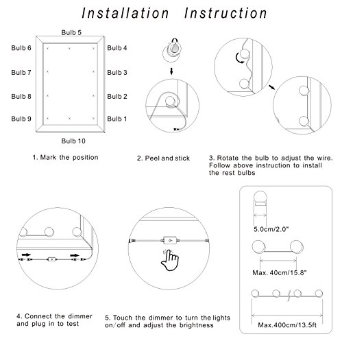 WanEway Hollywood-Stil LED Spiegelleuchte (Schminklicht, Spiegellampe