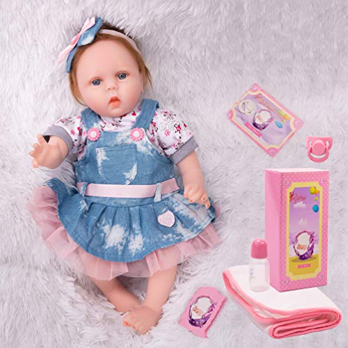 HONGRO DOLL Muñecas Reborn, Realista&Suaves Silicona Reborn niña,55 cm Bebé realistas , Juego de Caja de Regalo de 10 Piezas, Mayores de 3 años Child Growth Partners (EN71)