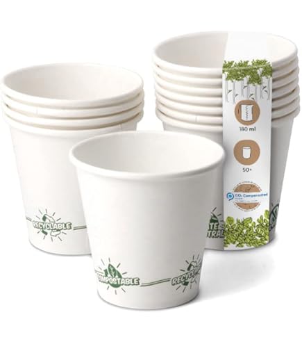 GREENBOX 50 stuks witte papieren bekers 500 ml 90 mm | milieuvriendelijk, recyclebaar & eenvoudig | koffiebeker om mee te nemen
