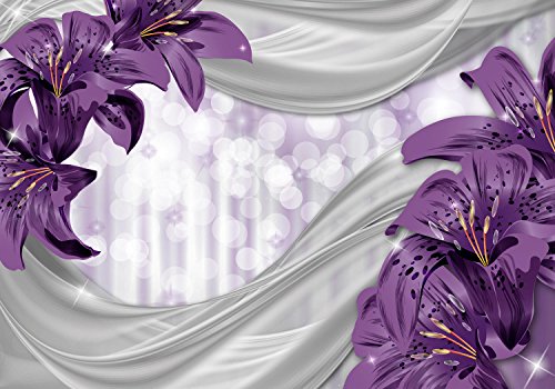 Fototapete Lilie Lila abstrakt Tapete Kunstdruck Wandbild Vliestapete XXL | M 250 x 175 cm – 5 Teile | Vlies - 2
