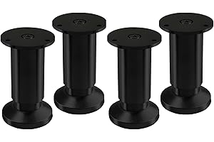 SOTECH 4 x Pieds de Meuble Alpha Pieds de Meuble réglables anodisés Noir, Chargeable jusqu'à 250 kg Hauteur : 100 mm