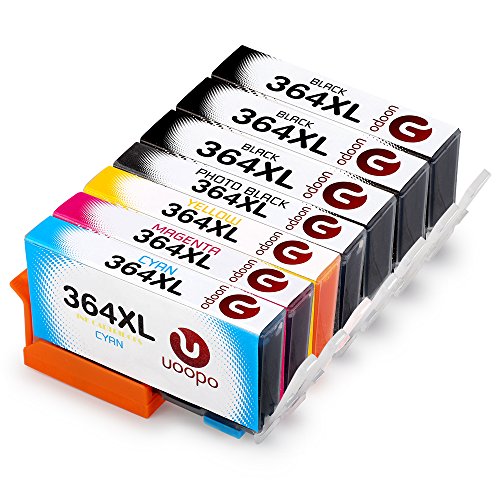 Uoopo 5 colores  Inc PBK  Compatible Reemplazo HP 364XL Cartuchos de Tinta  3 Negro 1 Foto Negro 1 Cian 1 Magenta 1 Amarillo  Alta capacidad Compatible con impresora HP Photosmart 7510 5520 5510 7520 5515  HP Deskjet 3070A 3520  HP officejet 4620