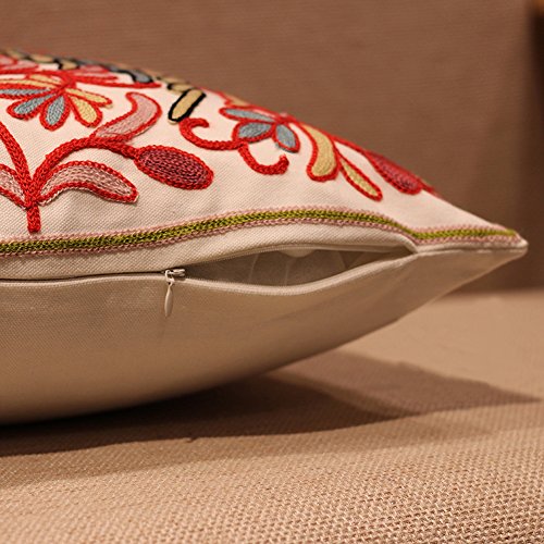 MeMoreCool Bohemia Exotic Style Pillow Sham Exquisite Stereoscopic Embroidered Cotton Throw Pillow Cover Indian Decor Sofa Cushion Cover Pillow Case 18×18 by MeMoreCool - 3