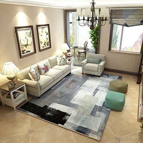 Creative abstract art carpet square shape watercolor painting floor warm gray white Rug mat 120 * 160cm ( Size : 140*200cm-b )