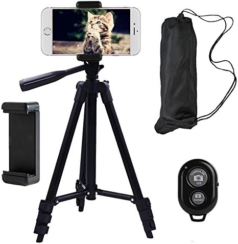 Phone Tripods by Xuanxuan,42 inch Phone Tripod Stand Holder for iPhone and Compact System Camera ,with Blue Tooth Remote control and Collecting Bag(Black)