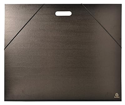 Exacompta 548900E Carton a dessin kraft noir vernis avec elastiques et poignee 52x72cm - raisin