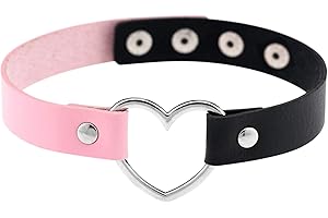 JewelryWe Bijoux Collier Ras du Cou Femme Fille Charme Coeur Réglable Cuir Alliage Fantaisie Multi-Couleur avec Sac Cadeau