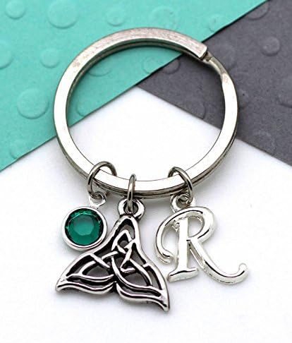 Mermaid Tail Personalised Keychain, Whale Keyring, Personalized Birthstone & Initial, Letter, Alphabet Gift