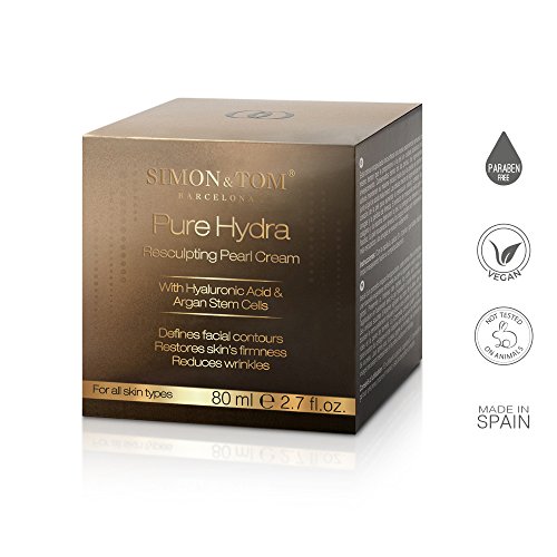 Simon & Tom Pure Hydra Resculpting Pearl Cream – Innovative, hochwirksame Anti-Aging Pflege. Sichtbare Faltenreduzierung und intensive Feuchtigkeitscreme mit Hyaluron, Glycerin und Argan-Stammzellen. Für alle Hauttypen ✔ Ohne Parabene ✔ Ohne Tierversuche ✔ vegan ✔ 80ml - 3