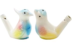 BASTOUR Juego de pipas de cerámica para pájaros para niños, hechas a mano, de cerámica, rellenables con agua, 2 unidades
