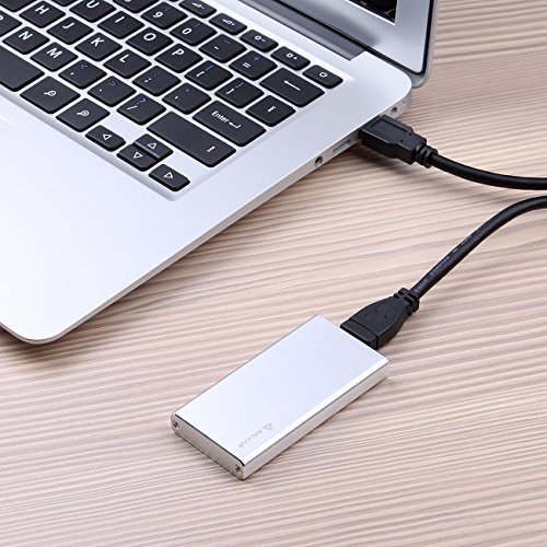 Salcar mSATA Aluminium Festplattengehäuse mit USB 3.0 Datenkabel für M50 mSATA SSD Silber - 5
