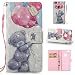 Produktbild Huawei P10 Lite Hülle Leder Flip Case, QFUN Glitzer 3D Muster Design PU Leder Tasche Schutzhülle Bookstyle Klappbar Brieftasche Lederhülle Magnetverschluss Standfunktion Klapphülle mit Kartenfach Stoßfest Anti-Rutsch Vollschutz 360 Grad Komplettschutz Bumper Cover und Schutzfolie für Huawei P10 Lite - Grau Bär