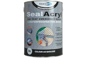ARA CHOICE Bond IT 5KG Seal Acryl Roof Repair Paint Roofing Waterproof Sealacrylic Black/Grey/White One Coat Emergency WATERPROOFER Breathes Membrane (Black)