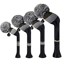 Scott Edward gris pompón gris/azul marino Big rayas fundas para cabezas de palos de golf, hilo acrílico double-layers de punto, juego de 4