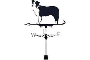 ANCNA-U Metal wind vane with Roof Mount Border collie Weather Vanes Garden Stakes weathervane Ornament Wind Direction Indicator Creative Stainless Steel Home Decor for Farm Yard Garden Patio Lawn