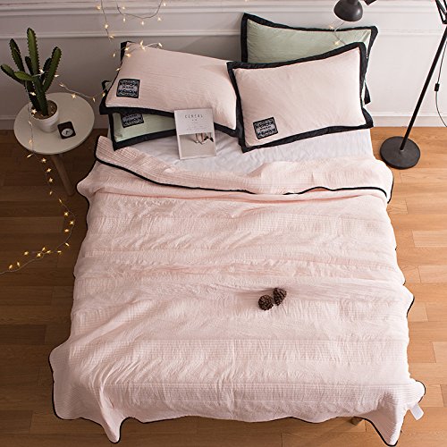 Leichte weiche bequeme Baumwolle dünner Sommer Klimaanlage Quilt Decke einfach gestreiftes Handtuch gestickte Klimaanlage Steppdecke Jadefarbe 150 * 200