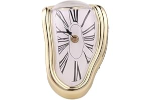 Verve Jelly Melting Clock, Fashion Wall Clock Surrealistic Table Shelf Desk Clock Salvador Dali Inspired Funny Home Office Desks Watch Best Birthday Gift for Men and Women, Gold