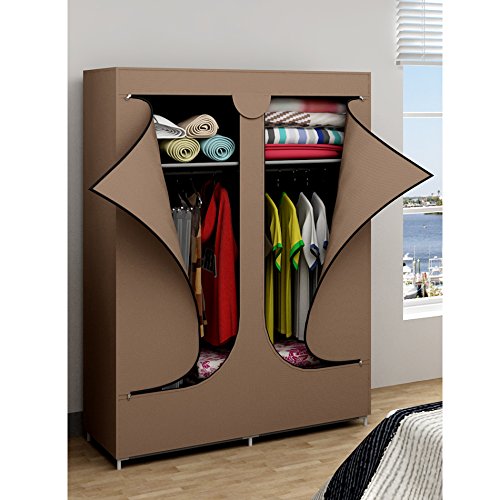 EBS® Kleiderschrank Wäscheschrank Garderobenschrank Stoffschrank Faltschrank 106 x 43 x 156 cm Braun