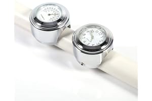 Termómetro-Duokon - Reloj y termómetro para manillar de moto, 7/8 pulgadas, color blanco