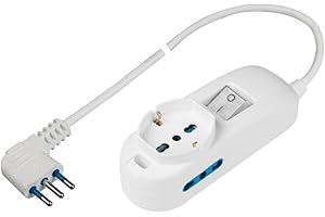 Poly Pool PP2501XL Multipresa con Cavo da 3 m – 2 Prese Bivalenti 10/16A 2P+T + 1 Presa Pluristandard 10A+schuko – Spina Salvaspazio da 16A-in, 3500 W, Bianco, 3 Metri