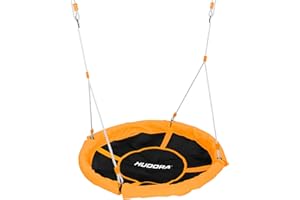HUDORA Balançoire Nid 110 - Balancelle verte/orange pour jusqu'à 100kg - Balançoire suspendue de 110cm de diamètre pour intérieur & extérieur