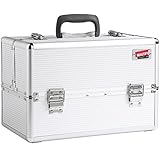 Beautify Professional Large Elegant Silver Aluminium 8 compartment Beauty Box Cosmetics & Make Up Case
