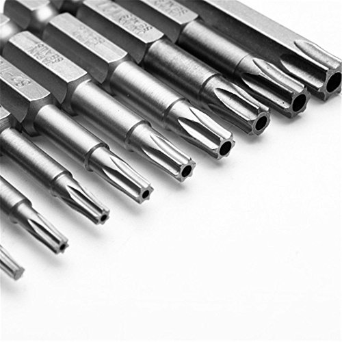 12 Stück S2 Sicherheit Torx-Schraubendreher-Bit-Set Elektrische Schraubendreher Air Tools mit Loch 1/10,2 cm Schaft T8 T9 T10 T15 T20 T25 T30 T40 - 2