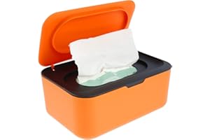QSRTHFV Non-Slip Wipes Dispenser Box, Multifunctional Wet Wipe Holder, Baby Wipes Container Refillable, Dustproof Wipes Case Holder, Wet Wipes Storage Box(Orange Black)