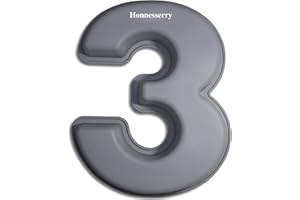 Honnesserry Number 3 Cake Tins, Non-Stick Silicone Baking Tins, Large Cake Moulds, Cake Pan for Birthday & Wedding Anniversary, BPA Free