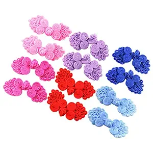 NYLSA 12 Pieces Multicolor Chinese Knot Frog Buttons for DIY Kids Hair Accessories