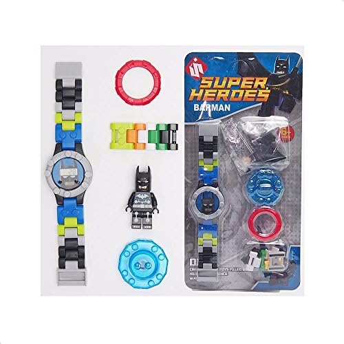 Childrens Super Heroes Lego Digital Watch - custom lego - perfect for Christmas (Grey)