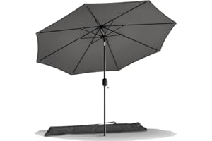 vounot Parasol de Jardin Parasol Inclinable 270cm Toile Protection UV pour Balcon Patio Terrasse Exterieur Gris