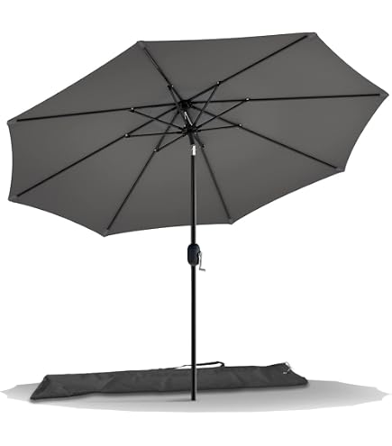 le papillon 9 ft outdoor patio umbrella grey Aluminum Table Market Umbrella Crank Lift Push Button Tilt, Blue Garden Color:Navy/White Pole 🏍️ 😍This over Luxury Eco Fee The smooth tilt function—featured