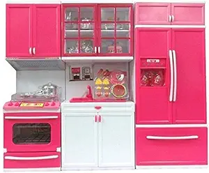 frek selak (3 comparment) Barbie Morden Kitchen Set with Light and Sound from SWL Toy Kitchen Set for Girls | Pretend Kitchen Toys|