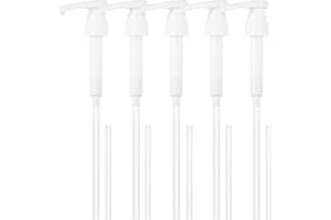 ZRFGBXIM 5 Pcs Pump Dispenser for 500 ml 1000 ml Bottles, Dosing Pump for Best Body Nutrition Containers, Reusable Pumps for Syrup Soap Shampoo Oils, with 5 Long and 5 Short Tubes
