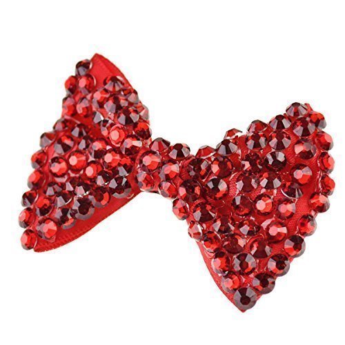 Girl Ladies Fashion Diamante Crystal Stone Bow Hair Clip With Various Colours (Small Bow - Red)