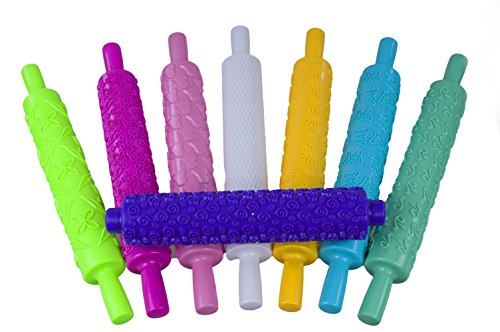 ROLLSTAB PRÄGEROLLEN SET 8-teilig FONDANT RELIEF MUSTERROLLE