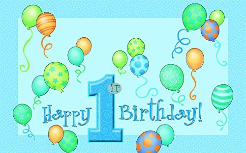 Dekorations-Set für Hochstuhl mit Luftballons zum 1. Geburtstag, Blau - 8