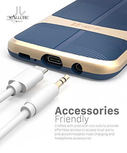 Funda Galaxy S8 Plus  Vena Carcasa  vAllure  Textura de Onda  Marco de Parachoques   CornerGuard ShockProof   Fuerte agarre  cubierta h  brida delgada para Samsung Galaxy S8   Oro   Azul Marino 