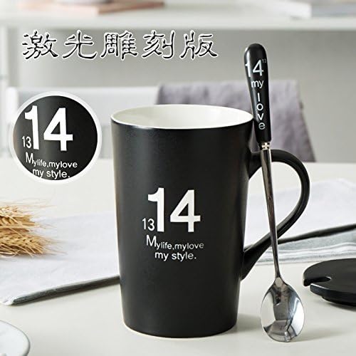 Mugcap A Personalized Mug Continental Lovely Simple Thermos Coffee Cup Customized Water Bowl Constellation Mugs Black Creative 14 Black Engraved Version of The Porcelain Cover + Boutique Scoop