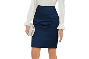 GRACE KARIN Ladies Bodycon Skirt Elegant Work Office Business Ruched Knee Length Skirt