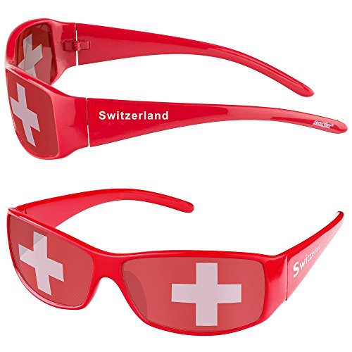 Taffstyle® Fanartikel Sonnenbrille Fan Brille zur Fussball Weltmeisterschaft WM & EM Europameisterschaft 2016 Länder Flagge Style Schweiz