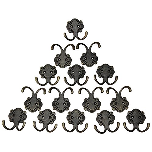 LJY 15 Stücke Octopus Double Prong Robe Haken mit Schrauben Pack Retro Wandmontierte Kleiderbügel über Tür - 2