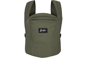 Rookie Babytrage ab Geburt - Ergonomisch, Bequem, Bio-Stoffe - Premium Elite Design - Baby Trage schnell & einfach angelegt - Baby carrier für Neugeborene bis 2 Jahre (Khaki)