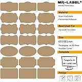 Mr-Label® 7 Tipos de Forma de lujo de Brown Kraft etiquetas engomadas adhesivas -Self para la decoración de regalos | arte de la mano | Finishing Touch | Botellas (Tamaño: 63.5 * 36.1mm, 10 hojas / Total 210pcs etiquetas)