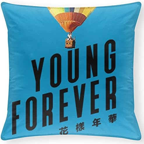 JHLKFDOODO BTS - YOUNG FOREVER Decorative Cushion 45x45 cm Cover Pillow Case Zippered Home Decor 18X18 Inch(Twin sides)