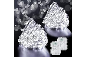 SUWITU Guirlande Lumineuse, Lot de 2 12M 120 LED Guirlandes Lumineuses à Piles ave 8 Modes, IP65 Etanche Fairy Lights Interieur/Exterieure Decoration pour Chambre Noël Mariage Soirée Maison
